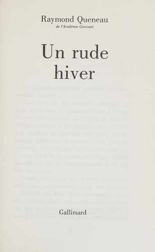 Un rude hiver (French language, 1966, Gallimard)